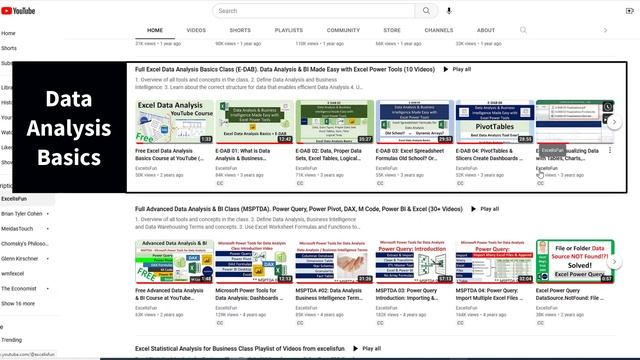 Introduction to the excelisfun Channel @ YouTube: Excel & Power BI Videos & Free Classes_