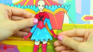 Paper Dolls Dress Up - Red vs Green Challenge Adorable Sister Handmade Quiet Book - Barbie New Home
