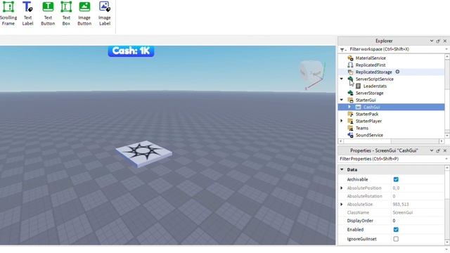 Как сделать деньги на экране в Roblox Studio // CashGui