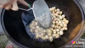 Пельмени жареные в казане