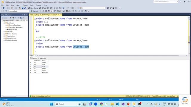 Union, Union all, intersect, except im SQL Server | Part -18