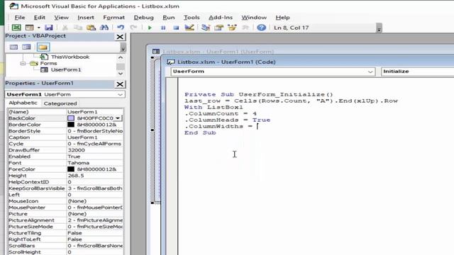 excel programmer: How to Populate Listbox in userform using excel VBA