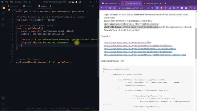 Random/Dummy Lorem Ipsum Text Generator Using JavaScript | With Bacon Ipsum API
