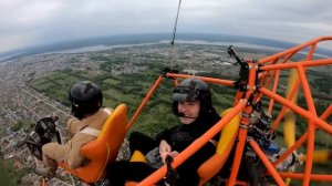 Paragliding, shooting with three cameras