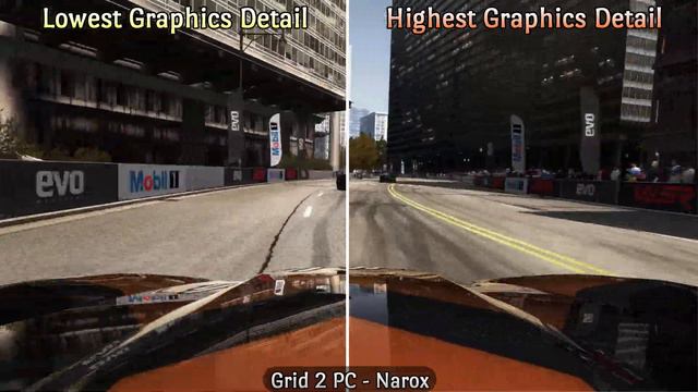 Split Screen Compare - Graphics Detail Lowest vs. Highest Setting - GRID 2 PC