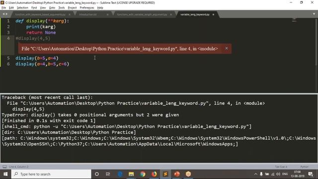 79.Complete Python Basics for Automation - Functions with Variable Length Keyword Arguments
