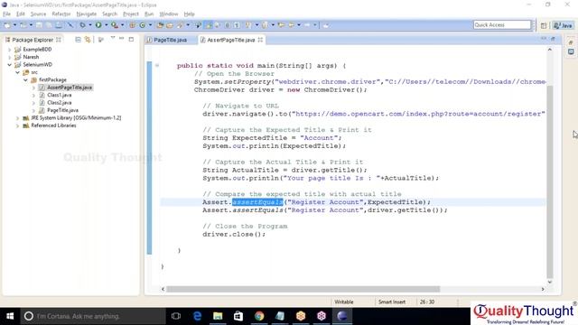 How can I use assert in Selenium WebDriver - Selenium with Java Tutorial for Beginners | Session -1