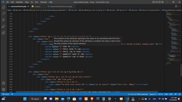 Program the advanced product searching process including pagination