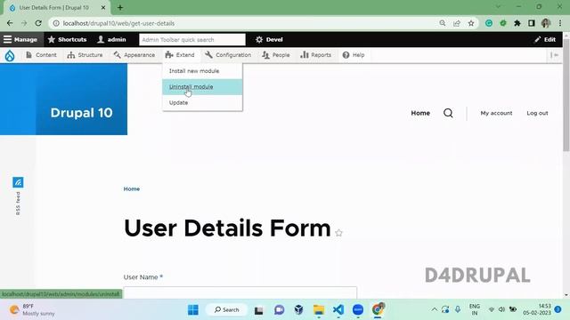Create custom table and insert data from custom form  in Drupal 10 (hook_schema) | D4Drupal