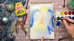 Как нарисовать Рождественского ангела акварелью. Простой урок рисования для детей и начинающих.