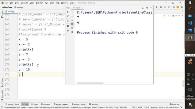 Assignment Operator in python