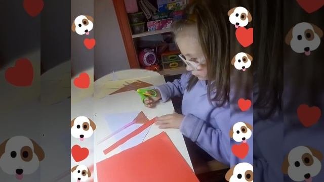 Поделка из цветной бумаги и коктейльной трубочки “Собачка”