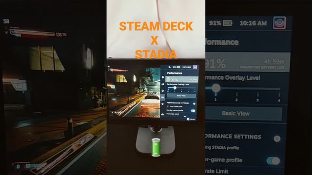 Steam Deck and Stadia is a great combo!! #Steamdeck #stadia #cloudgaming #cyberpunk #battery