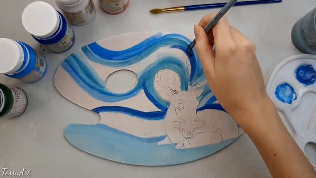 Рисуем семью оленей на деревянной палитре | Часть 1 смотреть онлайн