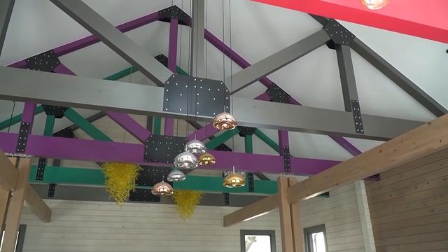 Одноэтажный загородный дом из клееного бруса со вторым светом. смотреть онлайн