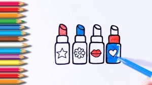 Раскраска для детей ГУБНАЯ ПОМАДА. Мультик - Раскраска. УЧИМ ЦВЕТА на русском