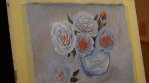 Пионы в вазе  Гуашь . Peonies in a vase