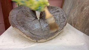 БОЛЬШОЙ ЛИСТ из ЦЕМЕНТА и ПЕСКА с ДЕКОРОМ