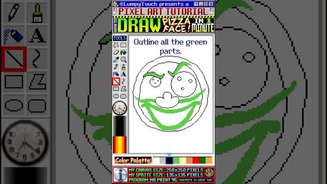 Draw Pizzaface from Pizza Tower! 1 MINUTE Pixel Art Tutorial! #shorts