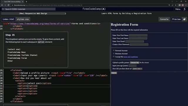 (ARCHIVED) Learn HTML Forms by Building a Registration Form - Step 35