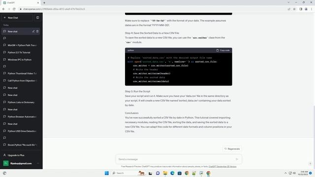 Sort a CSV by date in Python смотреть онлайн