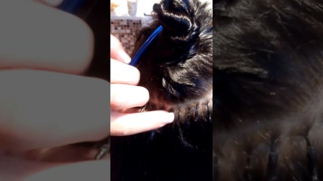 Наращивание волос на кератиновые капсулы.