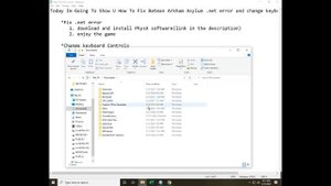 How To Fix Batman Arkham Asylum .net error And Keyboard Control problem