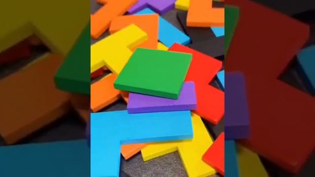 Colorful 3D puzzle Wooden Tangram Math Tetris Educational Toys