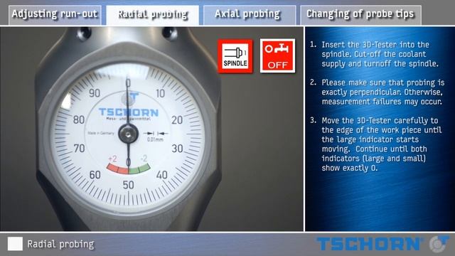 3D-Taster Tutorialvideo, adjusting run-out operating manual