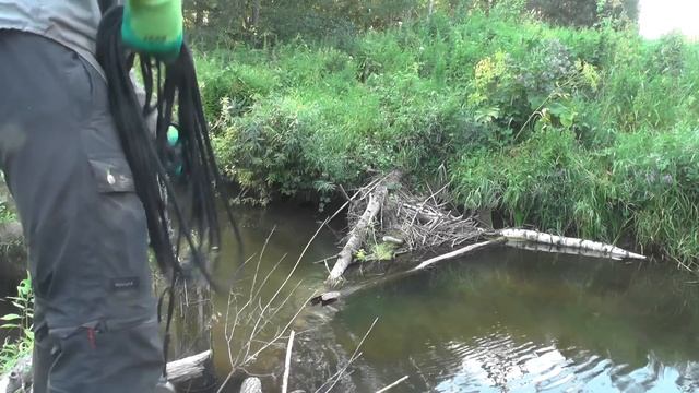 Поисковый магнит на небольшой речке.