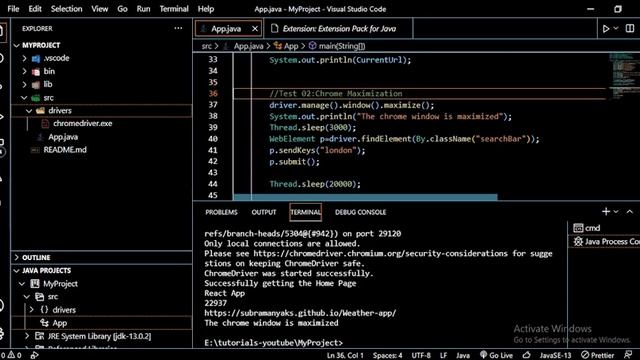 Selenium Testing of Weather App using VS Code