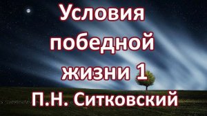 Условия для победной жизни часть 1. П.Н. Ситковский. Беседа. Проповедь. МСЦ ЕХБ.