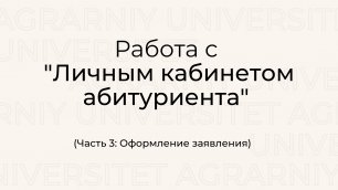 Работа с "Личным кабинетом абитуриента" на сайте Новосибирского ГАУ (Часть 3: Оформление заявления)