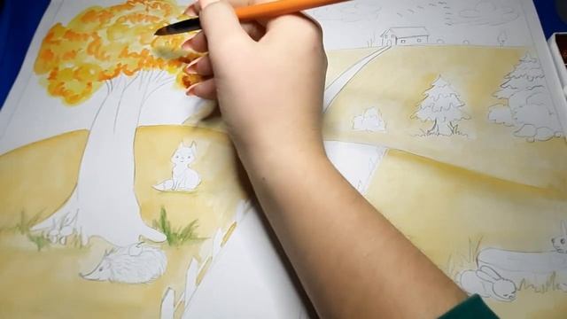 Рисуем осень #акварель #мастеркласспорисованию #золотаяосень