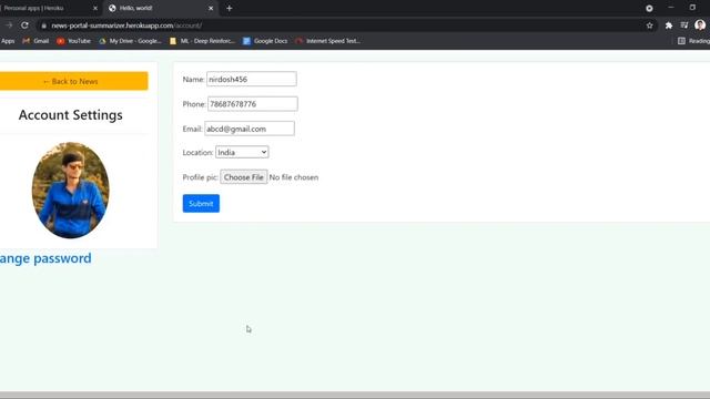 News Summarizer Web Application - Python Web Development | Django, Heroku, BeautifulSoup4, MySQL