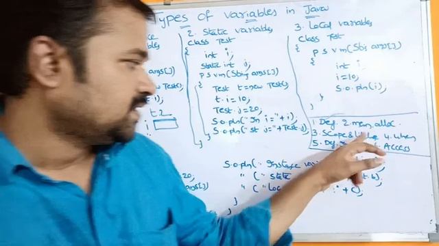 TYPES OF VARIABLES - JAVA PROGRAMMING | Instance Variables | Static Variables | Local Variables