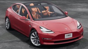 Необычный краш-тест Tesla Model 3 с манекенами в BeamNG.drive