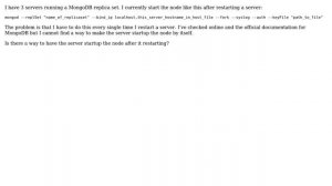 How do I make a mongodb replica set node "startup" after the server restarts?
