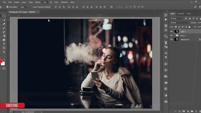 Photoshop cc Tutorial: Cinematic Effect in Photoshop (Girl Vaping) смотреть онлайн