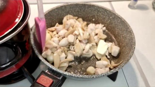 Картофельное пюре с подливом сметана с грибами и курицей. Подлива сметана с грибами. грибы с курице