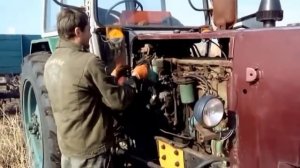 UMZ -6 , start engine D -65 tractor.ЮМЗ-6, запуск двигатель Д-65, трактор.