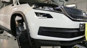 Skoda KODIAQ установка защитной сетки в передний бампер.