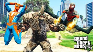 ЧЕЛОВЕК ПАУК И МАЙЛЗ ПРОТИВ РИНО НОСОРОГА В ГТА 5 МОДЫ! ОБЗОР МОДА В GTA 5! ВИДЕО ГТА ИГРЫ MODS