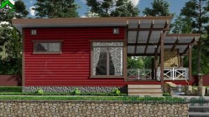 Проект бани с односкатной крышей «ВАСИЛЁК»