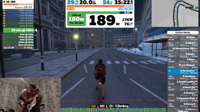 Мучение на велостанке, играя в Zwift. Тренер ЗВЕРЮГА =) смотреть онлайн