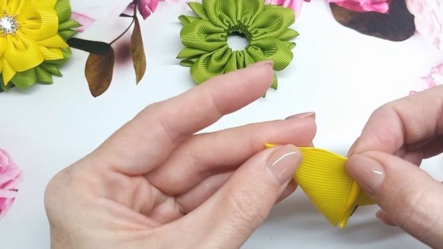 Очаровательные бантики для волос "Камелия" из репсовых лент/Мастер-класс/DIY
