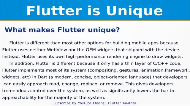 What makes Flutter unique? | Mobile(Android,iOS),Web,Desktop,Embedded
