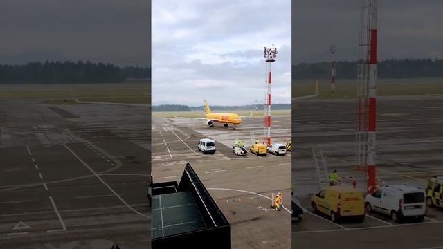 DHL Boeing 757 arriving at parking position at LJU airport. #avgeeks #aviation #boeing #boeing757