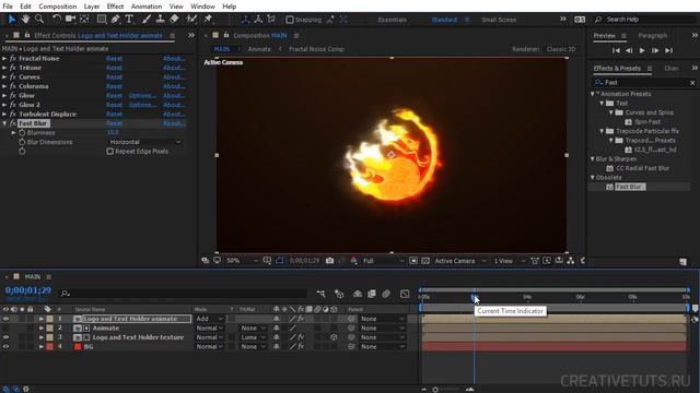 Анимация появления лого и текста в огне в After Effects (Fire Logo and Text in After Effects) смотреть онлайн