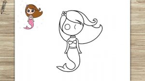 How to Draw Cute Mermaid Easy Drawing for Kids